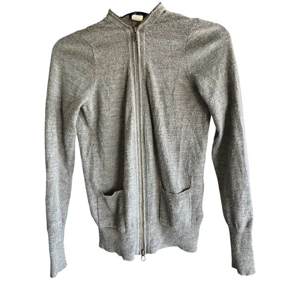 J.Crew vintage double full zip wool blend gray cardigan sweater sz S - Picture 1 of 6